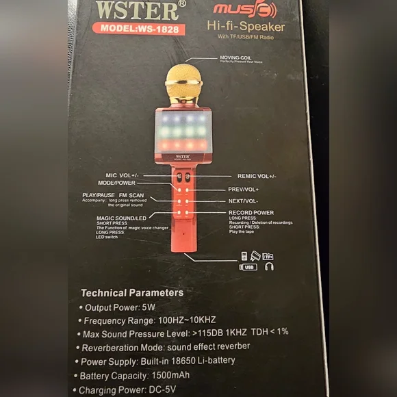 Wireless Karaoke Microphone Bluetooth Brand New in Box White with Rose Hold - Picture 6 of 10